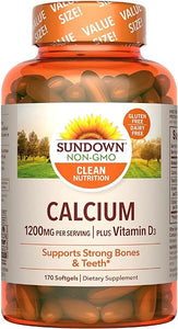 Sundown Calcium 1200 mg Plus Vitamin D3, Supports Bone, Teeth, and Immune Health, 170 Softgels in Pakistan
