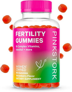 Pink Stork Fertility Gummies, Support Conception and Hormone Balance for Women with Inositol, Folic Acid, and Vitamin B6, Prenatal Fertility Supplements for Women - Strawberry, 90 Count in Pakistan