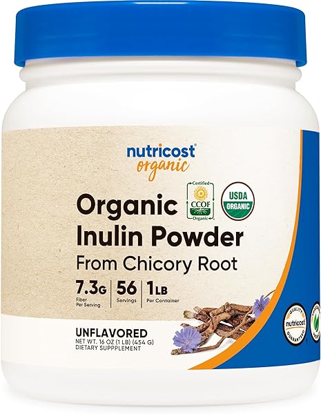 Nutricost Organic Inulin Powder 1LB (454 Grams) 7 Grams of Fiber Per Serving - from Chicory Root - Certified USDA Organic in Pakistan