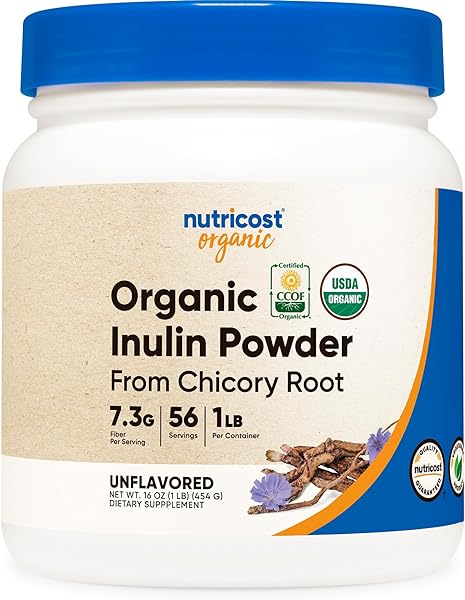 Nutricost Organic Inulin Powder 1LB (454 Grams) 7 Grams of Fiber Per Serving - from Chicory Root - Certified USDA Organic in Pakistan in Pakistan