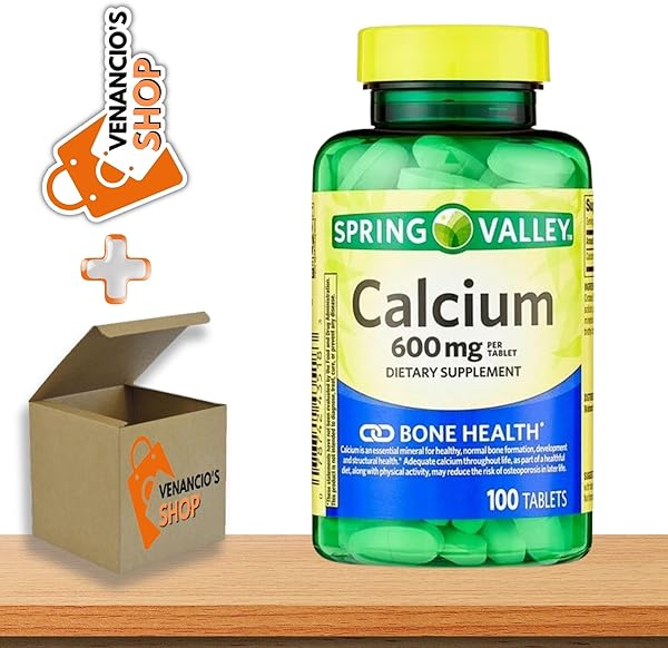 Spring Valley Calcium 600 mg, Dietary Supplement, Bone Health Calcium + Includes Venancio’sFridge Sticker (100) in Pakistan in Pakistan