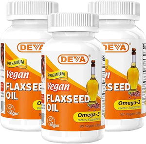 DEVA Organic Vegan Vitamins Flax Seed Oil - Rich in Omega-3, Cold-Pressed & Unrefined - 90 Capsules (Pack of 3) in Pakistan