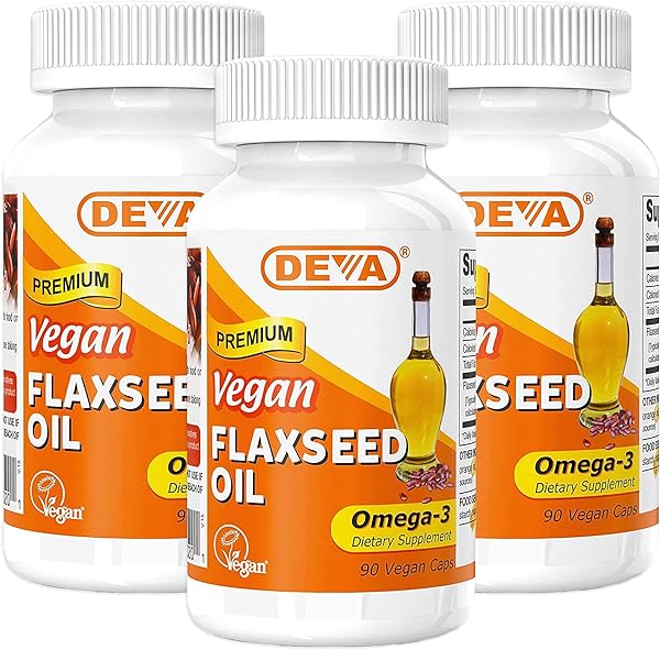 DEVA Organic Vegan Vitamins Flax Seed Oil - Rich in Omega-3, Cold-Pressed & Unrefined - 90 Capsules (Pack of 3) in Pakistan