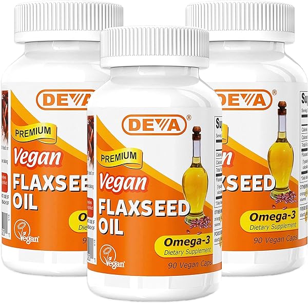 DEVA Organic Vegan Vitamins Flax Seed Oil - Rich in Omega-3, Cold-Pressed & Unrefined - 90 Capsules (Pack of 3) in Pakistan in Pakistan