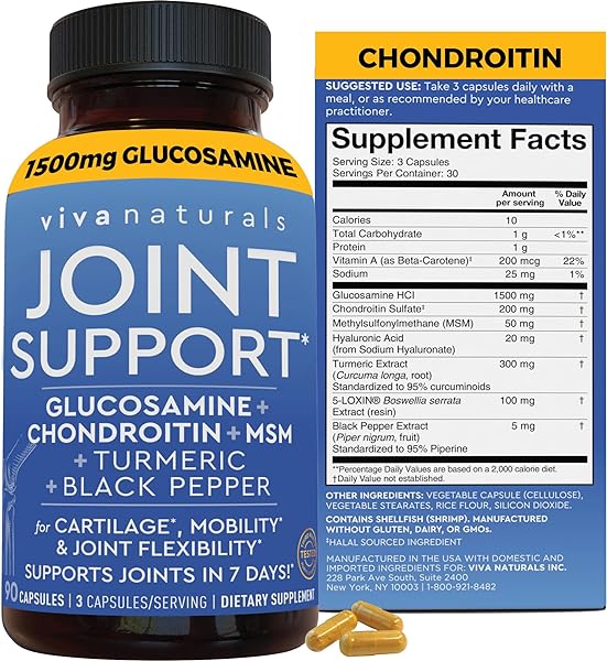 Glucosamine Chondroitin MSM Joint Support Supplement, 90 Capsules - with Turmeric, Black Pepper, Boswellia and Hyaluronic Acid - Joint Health Supplement for Mobility, Flexibility and Comfort in Pakistan in Pakistan