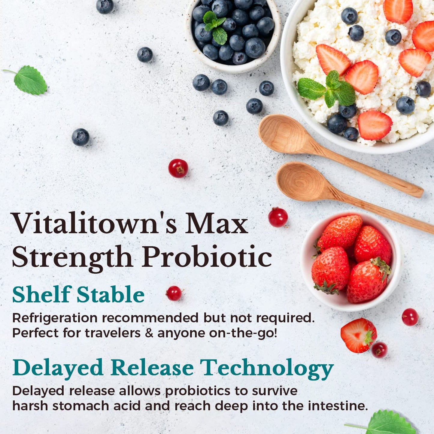 VITALITOWN Probiotics 120 Billion CFUs | 36 Strains, with Prebiotics & Digestive Enzymes for Men Women | Shelf Stable | Digestive & Immune Support | Vegan, Non-GMO | 30 Delayed Release Veg Caps