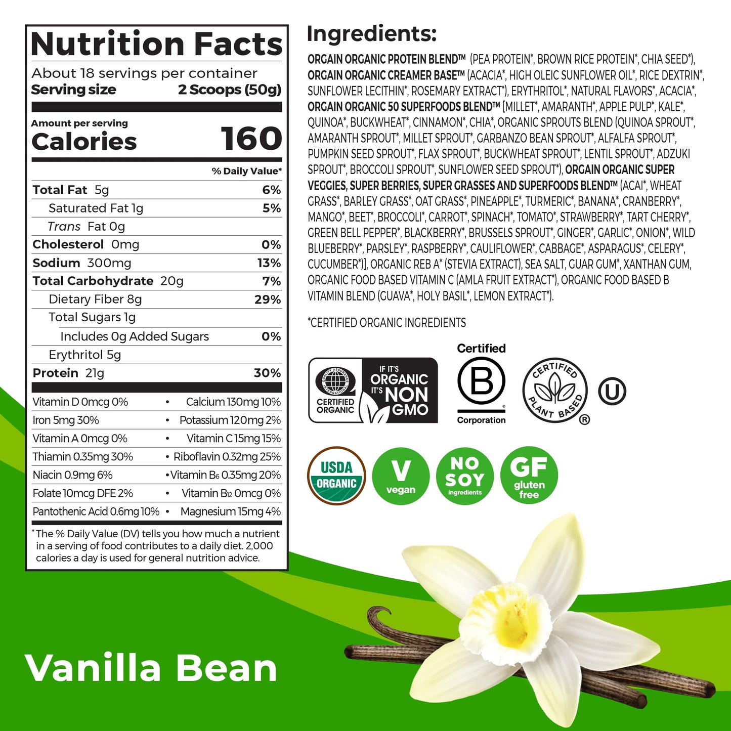 Orgain Organic Protein + Superfoods Powder, Vanilla Bean - Supplement in Pakistan