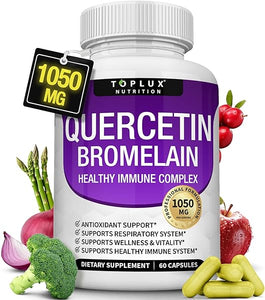 Toplux Quercetin with Bromelain and Zinc 1050mg - Advanced Immune Support Supplement, Supports Antioxidant, Immune System, for Men Women, 60 Capsules in Pakistan