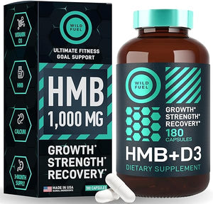 HMB and Vitamin D3 Supplement Capsules - Strength, Performance and Recovery Support - B-Hydroxy B-Methylbutyrate 1,000 MG HMB Supplements with Vitamin D3 and Calcium - 90 Day Servings, 180 Capsules in Pakistan