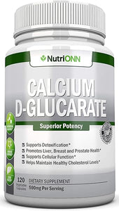 Calcium D-Glucarate - 500mg - 120 Vegetable Capsules - Superior Potency to Support Liver Detoxification, Estrogen Metabolism & Hormonal Balance - Helps with Prostate, Breast & Colon Health in Pakistan