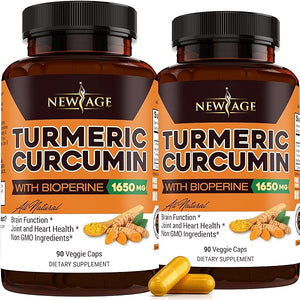 Turmeric Curcumin with Bioperine Capsules - Natural Joint & Healthy Overall Support with 95% Standardized Curcuminoids - Non-GMO, Gluten Free 180 Count (Pack of 2) in Pakistan