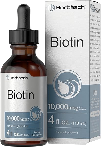 Biotin Liquid Drops 10000mcg | 4 fl oz | Vegetarian, Non-GMO & Gluten Free Supplement | by Horbaach in Pakistan in Pakistan