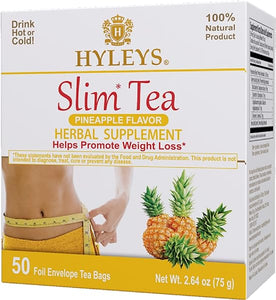 Hyleys Slim Tea Weight Loss Herbal Supplement with Pineapple - Cleanse and Detox - 50 Tea Bags (1 Pack) in Pakistan