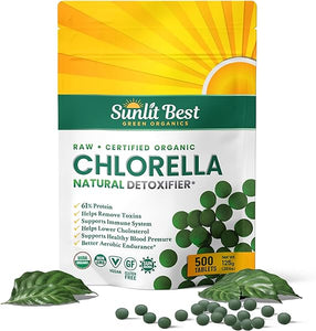 Sunlit Organic Chlorella Tablets for Full Body - Our Vegan, High Protein Supplement Supports Your Gut Health, Immune System & Energy Level, Rich in Chlorophyll, Vitamins and Minerals, 500 Tabs in Pakistan