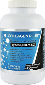 Multi Collagen Pills Plus + 180 Capsules (Types I, II, III, V & X) + Absorption Enhancer (3 Months Supply) - Non-GMO, Collagen Supplements to Support Hair, Skin, Nails, Joints, & Gut Health in Pakistan