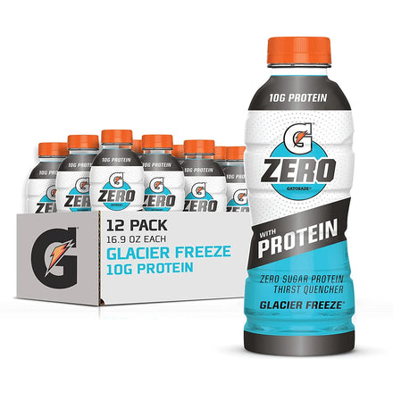 Gatorade Zero With Protein, 10g Whey Protein Isolate, Zero Sugar, Electrolytes, Glacier Cherry, 16.9 Fl Oz, 12 Pack