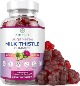 Sugar-Free Milk Thistle Gummies for Liver Cleanse, Detox & Cell Repair (1000mg/serv) 3rd Party Tested USA, Cardo Mariano, Milk Thistle Extract & Antioxidant Support, Vegan, Replaces Pills & Capsules in Pakistan