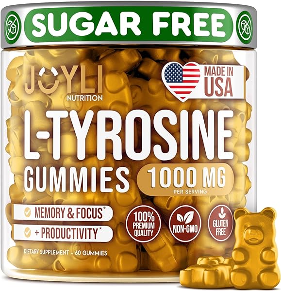 Joyli L Tyrosine Gummies 1000MG - L-Tyrosine Supplement for Kids & Adults - Calm & Focus Gummies for Brain, Memory, Mood, and Energy - 500mg L- Tyrosine Powder per Gummy - Vegan, Gluten-Free in Pakistan in Pakistan