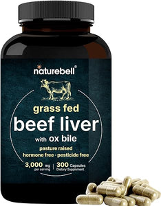 Grass Fed Beef Liver Capsules with Ox Bile, 3000mg Per Serving 300 Count | Natural Iron, Vitamin A & B12 for Energy Production, Support Detoxification, Digestion & Immunity | Hormone & Pesticide Free in Pakistan