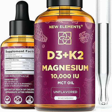 Liquid Vitamin D3 with Vitamin K2 and Magnesium MCT Oil Drops for Adults - Vitamin D3 10000 IU | Mk7 Vitamin K2 100mcg | Magnesium 5mg | VIT D3 K2 Supplement for Men & Women | Gluten Free Non-GMO in Pakistan