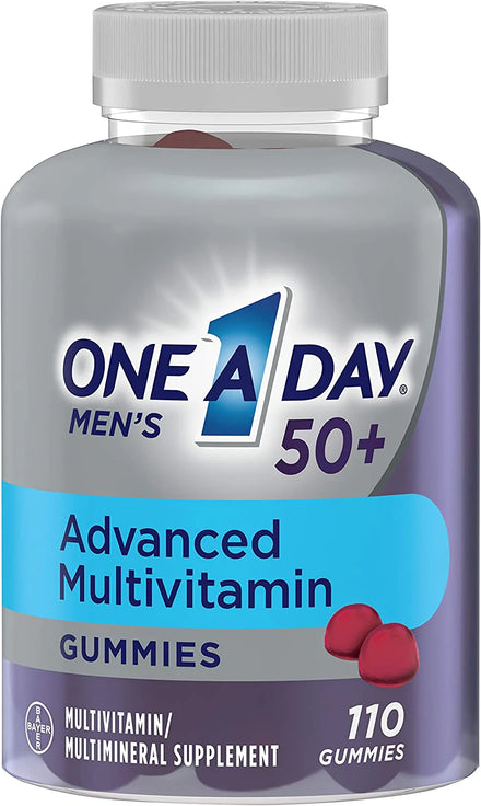 One A Day Men’s 50+ Gummies Advanced Multivitamin with Brain Support, Super 8 B vitamin complex, 110 Count