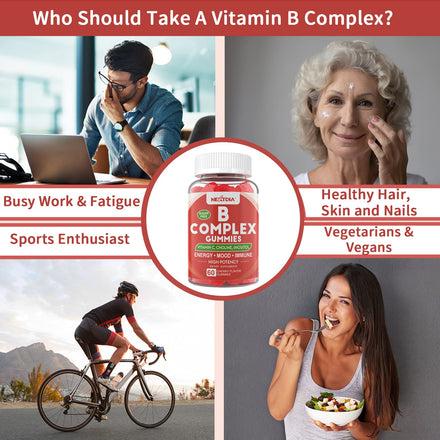 Vitamin B Complex Gummies, Vegan Vitamin B Gummies with 2000 mcg Methyl B12, Methyl Folate | Plus Choline + Inositol, Vitamin C + Zinc for Supports Energy, Mood, Immune, Healthy Hair, Skin - 120 Cts