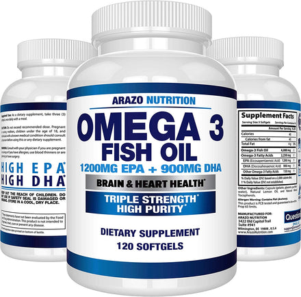 Omega 3 Fish Oil 4,080mg - High EPA 1200mg + DHA 900mg Triple Strength brain health
