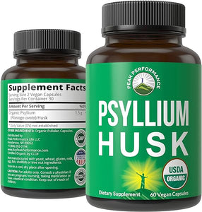 USDA Organic Psyllium Husk Vegan Capsules Made with Organic Psyllium Husk Seed. Fiber Supplement for Gut. Digestive Prebiotics. Pills for Digestion, Roughage Without Bloating. Tablets in Pakistan
