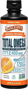 Barlean's Total Omega 3 Fish Oil Liquid Supplement, Orange Crème Flavored with Borage Oil and Flaxseed Oil, 2,400 mg of Omegas 3 6 9 EPA and DHA Plus GLA, 16 oz in Pakistan