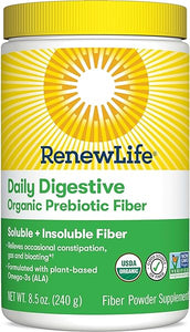 Renew Life Daily Digestive Organic Prebiotic Fiber Powder, Daily Supplement Supports Digestive and Immune Health, Soluble and Insoluble Fiber, Dairy and Soy Free, 8.5 oz. in Pakistan