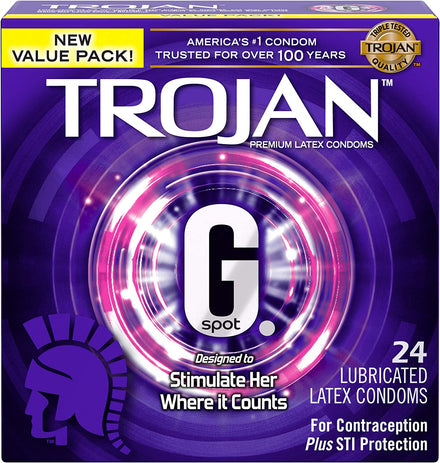 TROJAN G. Spot Premium Lubricated Condoms, 24 Count (Pack of 1)