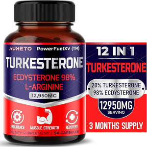 Turkesterone 12950mg w L-Arginine Tongkat Ali Ginseng Maca Root VIT D3- Energy Workout Memory Support 90 Days Supply (90 Count (Pack of 1)) in Pakistan