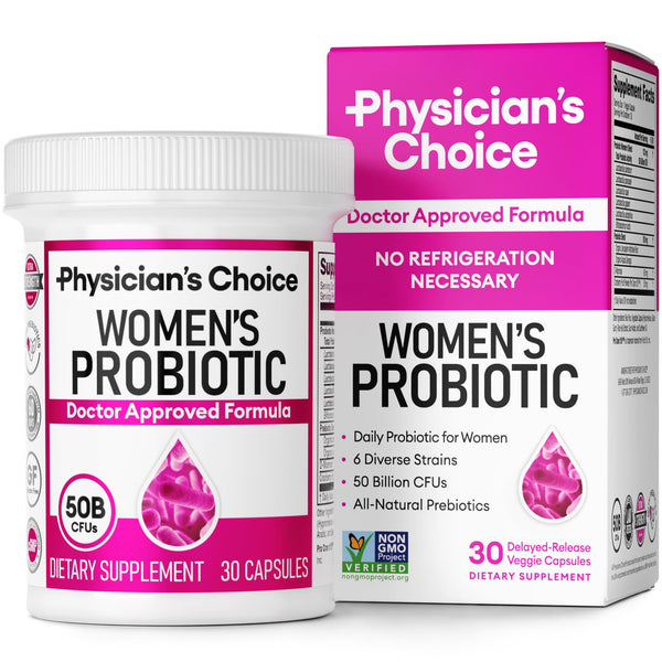 Physician's Choice Probiotics for Women - PH Balance, Digestive, UT, & Feminine Health - 50 Billion CFU - 6 Unique Strains for Women - Organic Prebiotics, Cranberry Extract+ - Women Probiotic - 30 CT
