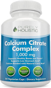 Calcium Citrate 1000mg - 365 Vegan Capsules not Tablets with Added Parsley, Dandelion and Watercress - Without Vitamin D - Made in The USA by Purely Holistic in Pakistan