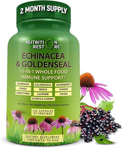 Echinacea Goldenseal Capsules - 10 in 1 Immune Support Supplement - 1455mg - Vegan Echinacea Capsules Supplement Made With Organic Whole Foods - Herbal Immune System Support - 2 Month Supply in Pakistan