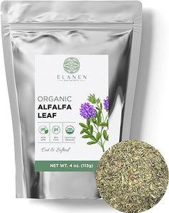 Organic Alfalfa Leaf 4 oz. (113g), USDA Certified Organic Alfalfa Leaf Herb Loose Leaf Tea, Medicago Sativa Herb, Alfalfa Tea Leaves, Cut & Sifted in Pakistan