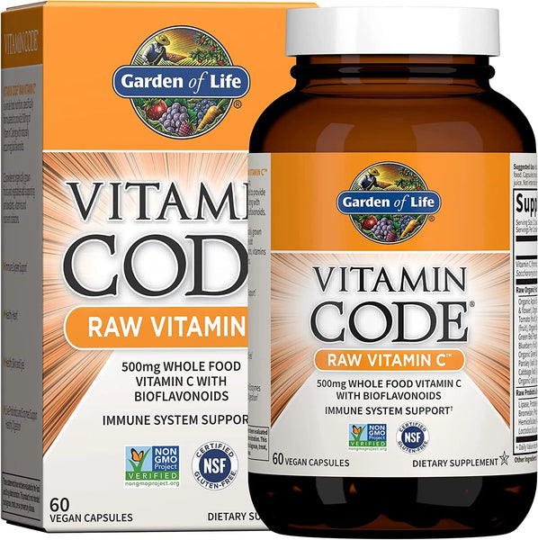 Garden of Life Vitamin C - Vitamin Code Raw Vitamin C - 120 Vegan Capsules, 500mg Whole Food Vitamin C with Bioflavonoids, Fruits & Veggies, Probiotics, Gluten Free Vitamin C Supplements for Adults in Pakistan