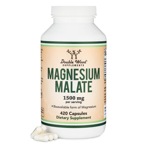 Magnesium Malate Capsules (420 Count) - 1,500mg Per Serving (Magnesium Bonded to Malic Acid), Third Party Tested, Vegan Friendly, Gluten Free, Manufactured in The USA by Double Wood Supplements