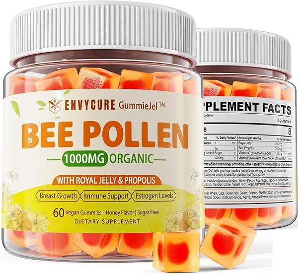 Breast Enhancement Bee Pollen Organic 1000mg Gummies, w/Propolis, Royal Jelly, Sugar Free Bee Pollen Supplement Rich in Vitamin B, Antioxidants, Amino Acids, for Breast Development, Immune & Energy in Pakistan in Pakistan