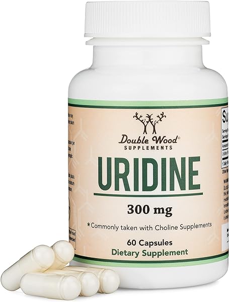 Uridine Monophosphate - Third Party Tested (Choline Enhancer, Beginner Nootropic) 300mg, Manufactured in USA (60 Capsules) Synergy with Alpha GPC Choline for Brain Health and Memory by Double Wood in Pakistan in Pakistan