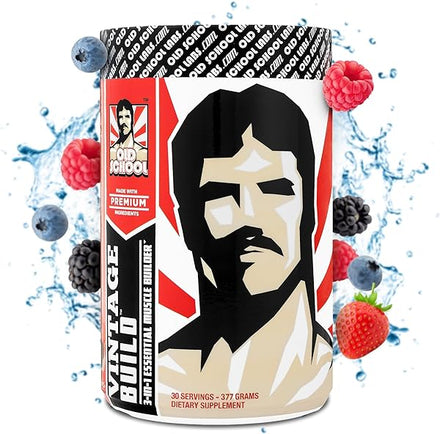 Vintage Build – Post Workout Recovery & Muscle Building Powder Drink for Muscular Strength & Growth - Reduces Soreness – Creatine Monohydrate, BCAAs, L-Glutamine – Fresh Berries Flavor – 377g in Pakistan