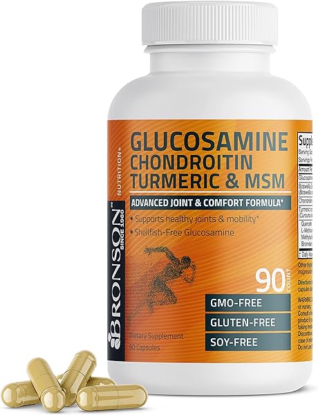 Bronson Glucosamine Chondroitin Turmeric & MSM Advanced Joint & Cartilage Formula, Supports Healthy Joints, Mobility & Cartilage - Non-GMO, 90 Capsules in Pakistan in Pakistan