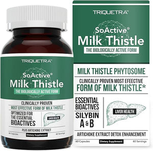 SoActive® Milk Thistle: Clinically Proven 10X More Effective Milk Thistle Phytosome, Optimized for Essential Bioactive Silybin A & B Plus Bilear® Artichoke Extract Detox & Bile Enhancer | 60 Servings in Pakistan