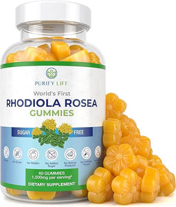 Sugar-Free Rhodiola Rosea Gummies (1500mg/Serving) Adaptogenic Rhodiola Rosea Supplement & Cortisol Blocker for Performance, Stamina, Mood & Motivation - Non-GMO, 60 Vegan Chews, No Capsules or Pills in Pakistan