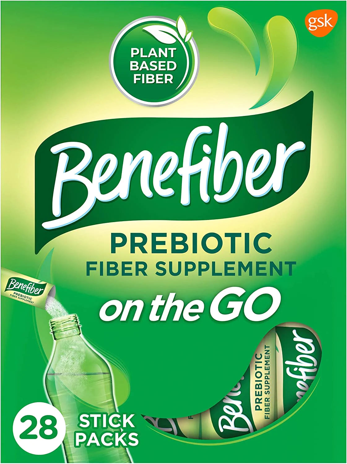 Benefiber On The Go Prebiotic Fiber Supplement Powder for Digestive Health, Daily Fiber Powder, Unflavored Powder Stick Packs - 36 Sticks (Pack of 2)