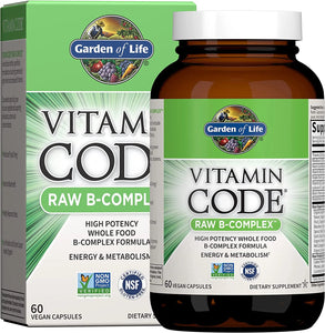 Garden of Life Raw B Complex - Vitamin Code - 120 Vegan Capsules, High Potency Vitamins for Energy & Metabolism with B2 Riboflavin, B1, B3, B6, Folate, B12 as Methylcobalamin & Biotin Plus Probiotics