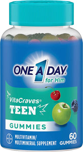 One A Day Teen for Him Multivitamin Gummies, Supplement with Vitamin A, Vitamin C, Vitamin D, Vitamin E and Zinc for Immune Health Support* & more, 60 Count