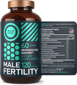 Male Fertility Supplement Prenatal Vitamins and Minerals - Wild Fuel Maca Root and L Arginine Plus Naturals Mens Prenatal Vitamins - Fertile Conception Fertility Support Supplements - 120 Capsules