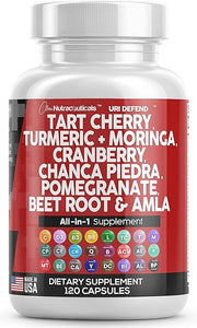 Tart Cherry Extract Capsules 20,000mg with Turmeric 8000mg Moringa 4000mg Cranberry 2000mg Chanca Piedra Celery Quercetin Beet Root ACV Pomegranate L Selenomethionine - Uric Levels - 120 Ct USA in Pakistan