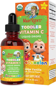 Vitamin C Supplement for Kids | USDA Organic Vitamin C Liquid Drops for Kids Ages 1-3 | Vitamin for Immune Support & Overall Health | Vegan | Non-GMO | Gluten Free | 1 Fl Oz